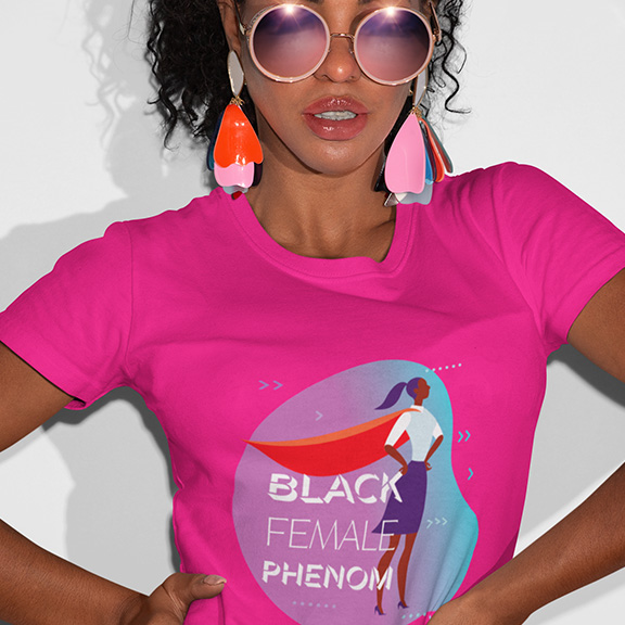 Black Female Phenom V-Neck Shirt